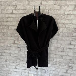 Ann Taylor Black Women's Belted Poncho